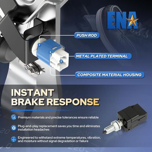 ENA Brake Light Switch Compatible with Subaru Forester Impreza Legacy Outback Crosstrek Baja Tribeca B9 Tribeca WRX STI XV 2.0L 2.2L 2.5L 3.0L 3.3L 3.6L H4 H6 1990-2019 Replaces SLS186 w/ 4 Pins in Kuwait