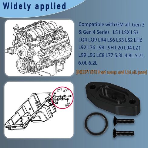 LS Oil Port Adapter 1/8" NPT Turbo Oil Feed Plate, LS Oil Pressure Sensor Adapter, LS Billet Port Plate for LS1 LSX LS3 LQ4 LQ9 LR4 L33 LS2 LH6 L92 L76 L98 L9H L20 L94 LZ1 L99 L96 LC8 L77 Black in Kuwait