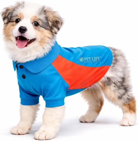 Pet Life ® Active 'Barko Pawlo' Stretchy Fitness and Yoga Dog T-Shirt - Dog Polo Featuring 4-Way Relax-Stretch and Quick Dry Technology - Performance and Reflective Pet T-Shirt Dog Clothes in Saudi Arabia