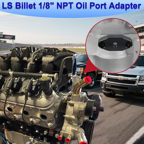LS Oil Port Adapter 1/8" NPT Turbo Oil Feed Plate, LS Oil Pressure Sensor Adapter, LS Billet Port Plate for LS1 LSX LS3 LQ4 LQ9 LR4 L33 LS2 LH6 L92 L76 L98 L9H L20 L94 LZ1 L99 L96 LC8 L77 Black in Kuwait