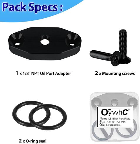 LS Oil Port Adapter 1/8" NPT Turbo Oil Feed Plate, LS Oil Pressure Sensor Adapter, LS Billet Port Plate for LS1 LSX LS3 LQ4 LQ9 LR4 L33 LS2 LH6 L92 L76 L98 L9H L20 L94 LZ1 L99 L96 LC8 L77 Black in Kuwait