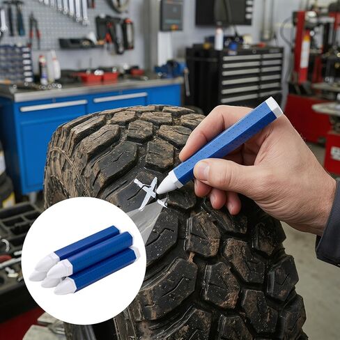 5 Pcs White Tire Marking Crayons, 3.94x0.59 Inches Tire Marker for Lumber Crayons, Industrial Wax Sticks for Rubber, Leather in Kuwait