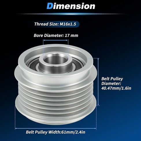Alternator Freewheel Clutch Pulley for Audi A3 TT Quattro for Volkswagen Golf CC Eos GTI Beetle Jetta Passat Steel 6 Grooves Clockwise Clutch Pulley M16x1.5 535001210/022903119C in Kuwait