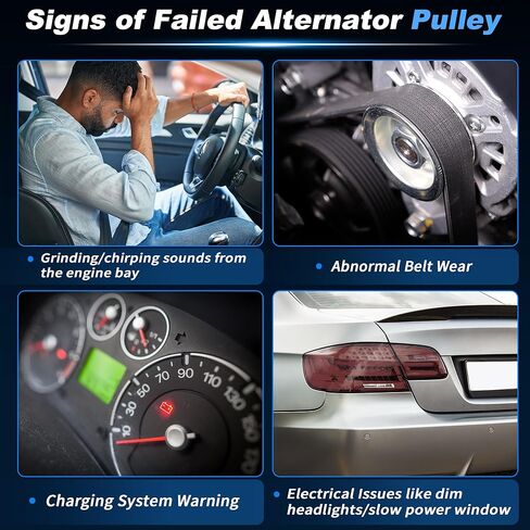Alternator Freewheel Clutch Pulley for Nissan Cube Juke NV200 Sentra Versa L4 1.8L 1.6L 2.0L 2007-2014 Steel 6 Grooves Clockwise Clutch Pulley M17x1.5 231001FC1A/23151EL010 in Kuwait