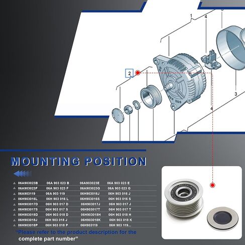 06H903119B Clutch Pulley Compatible with Audi A1 A3 A4 A5 A6 A7 Q2 Q3 Q5 TT VW Golf Jetta Passat Scirocco Tiguan Transporter Skoda Seat EA888 MK2 1.8/2.0T in Kuwait
