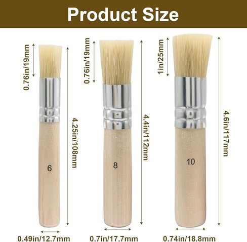 6 Pack Wooden Stencil Brush, Washable Bristle Stencil Brushes Natural Bristle Stencil Brushes, Painting Stencils for Acrylic Oil Watercolor Painting DIY Crafts in Kuwait