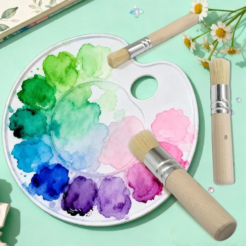 6 Pack Wooden Stencil Brush, Washable Bristle Stencil Brushes Natural Bristle Stencil Brushes, Painting Stencils for Acrylic Oil Watercolor Painting DIY Crafts in Kuwait