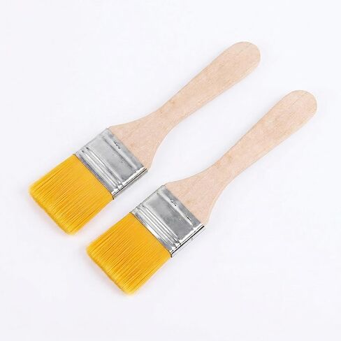 Paint Brushes, 2Pcs 1.1 Inch Wide Acrylic Paint Brush Set with Wooden Handle, Yellow Nylon Bristle Artist Brushes for Wood Staining Varnishing Oil Painting and Furniture Cleaning in Kuwait