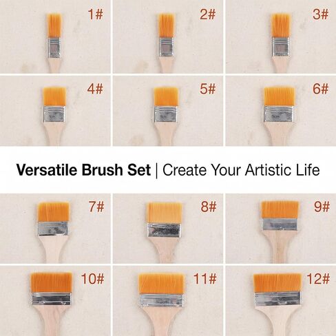 Paint Brushes, 2Pcs 1.1 Inch Wide Acrylic Paint Brush Set with Wooden Handle, Yellow Nylon Bristle Artist Brushes for Wood Staining Varnishing Oil Painting and Furniture Cleaning in Kuwait