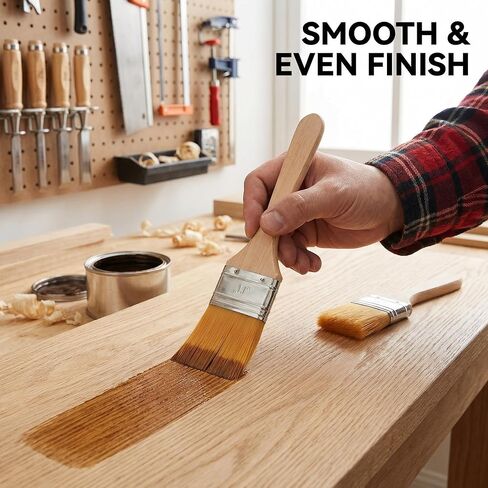 Paint Brushes, 2Pcs 1.1 Inch Wide Acrylic Paint Brush Set with Wooden Handle, Yellow Nylon Bristle Artist Brushes for Wood Staining Varnishing Oil Painting and Furniture Cleaning in Kuwait