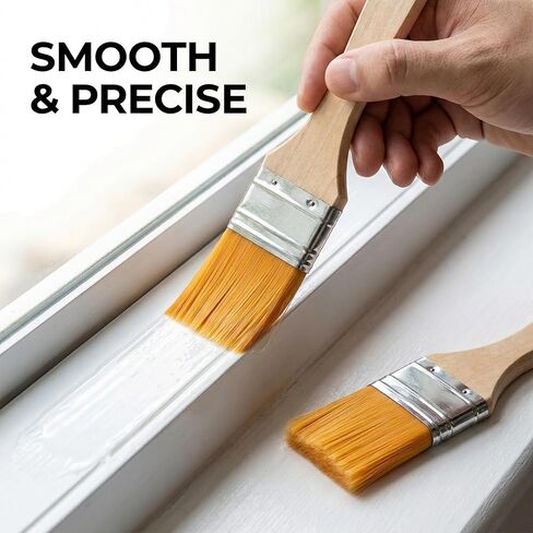 Paint Brushes, 2Pcs 1.1 Inch Wide Acrylic Paint Brush Set with Wooden Handle, Yellow Nylon Bristle Artist Brushes for Wood Staining Varnishing Oil Painting and Furniture Cleaning in Kuwait