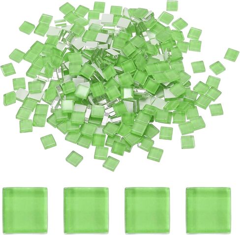 uxcell 300Pcs Glass Mosaic Tiles, 300g Square Crystal Mosaic Glass Crafts Supplies Ceramic Tiles for Crafts Bulk Picture Frames Flowerpots Home Art Decor (0.4 x 0.4 Inch, Blue Mix) in Kuwait