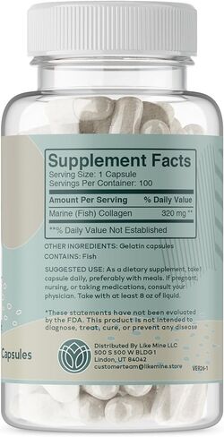 Like Mine Marine Collagen (100 Capsules), No Fillers, Pure & Natural, Bioavailable in Saudi Arabia