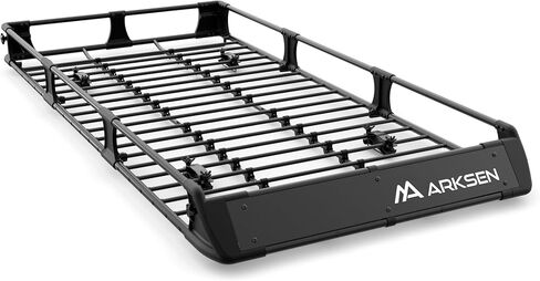 ARKSEN 2-in-1 Foldable Fairing Roof Rack Cargo Basket (Deflector & Flat Mode), 82" x 39" Heavy Duty Steel Rooftop Carrier, 250 lbs Max Load, Fits SUV Truck Pickup for Kayaks, Canoes & Luggage in Kuwait