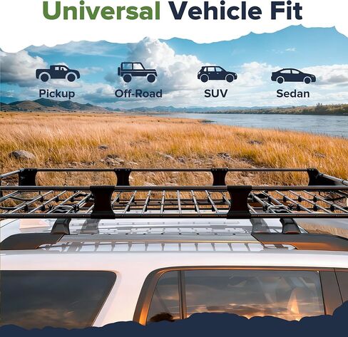 ARKSEN 2-in-1 Foldable Fairing Roof Rack Cargo Basket (Deflector & Flat Mode), 82" x 39" Heavy Duty Steel Rooftop Carrier, 250 lbs Max Load, Fits SUV Truck Pickup for Kayaks, Canoes & Luggage in Kuwait