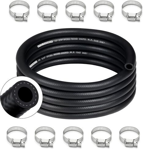 طاقة شريرة 3/8 "خط خرطوم الوقود 10FT NBR خرطوم قفل دفع مطاطي مع 10 مشابك مستقيمة SAE 30R7 300PSI in Kuwait