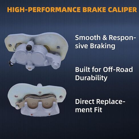 Front Right Brake Caliper with Sintered Pads Compatible with Can-Am Maverick 2017-2022, Defender 2016-2022, Commander 2021-2022, RH Passenger Side, Aluminum Alloy, Replace 705601463 705601888 in Kuwait
