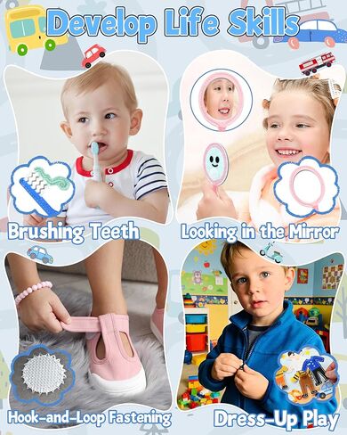 Vehicles Educational Book for Toddlers 1–3, Montessori Quiet Activity & Learning Book with Cars, Trucks & Firefighters, Educational Toy for Early Learning, Travel Toy for Car & Airplane Trips in Kuwait