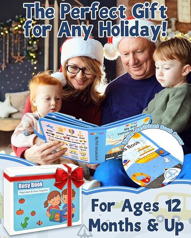 Vehicles Educational Book for Toddlers 1–3, Montessori Quiet Activity & Learning Book with Cars, Trucks & Firefighters, Educational Toy for Early Learning, Travel Toy for Car & Airplane Trips in Kuwait