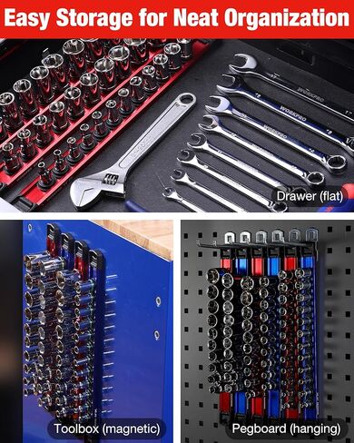 WORKPRO Magnetic Socket Organizer, 1/4" Drive Aluminum Alloy Socket Holder with 12PC Removable Socket Clips for Quick Customization, Socket Rail for Tool Box Drawer (Sockets Not Included) in Kuwait