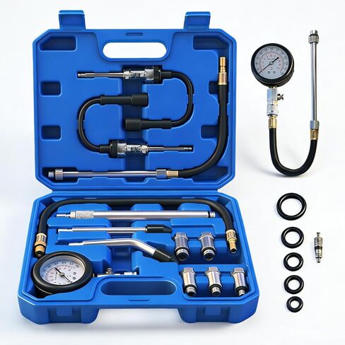 Upgraded Compression Tester & Spark Plug Tester Kit, 0-300 PSI Gauge for Gasoline/Diesel Engines, with Adapters, Hoses & Sturdy Case for Automotive Use in Kuwait