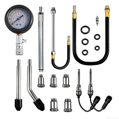 Upgraded Compression Tester & Spark Plug Tester Kit, 0-300 PSI Gauge for Gasoline/Diesel Engines, with Adapters, Hoses & Sturdy Case for Automotive Use in Kuwait
