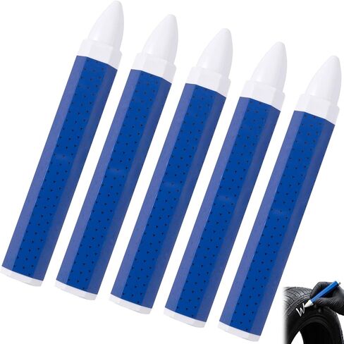 5pcs White Tire Marking Crayons, 3.94 x 0.59 Inches Industrial Tire Marker, Multifunctional Wax Crayon Sticks for Marking on Wet Dry Leather Fabric Wood Rubber in Kuwait