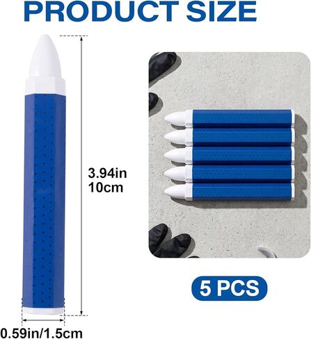 5pcs White Tire Marking Crayons, 3.94 x 0.59 Inches Industrial Tire Marker, Multifunctional Wax Crayon Sticks for Marking on Wet Dry Leather Fabric Wood Rubber in Kuwait