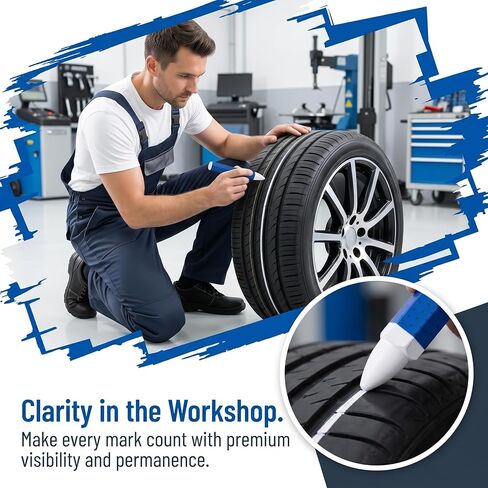 5pcs White Tire Marking Crayons, 3.94 x 0.59 Inches Industrial Tire Marker, Multifunctional Wax Crayon Sticks for Marking on Wet Dry Leather Fabric Wood Rubber in Kuwait