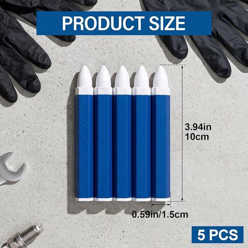 5pcs White Tire Marking Crayons, Tire Marker Chalk Industrial Wax Crayon Sticks for Rubber, Waterproof Lumber Crayon for Construction Wood Metal Stone in Kuwait