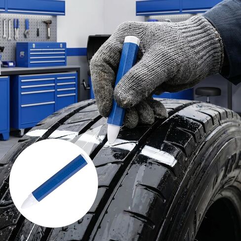 5 Pcs White Tire Marker, 3.94 x 0.59 Inch Tire Marking Crayons for Rubber Leather, Industrial Wax Crayon Sticks Marking Tools for Automotive Construction Outdoor in Kuwait