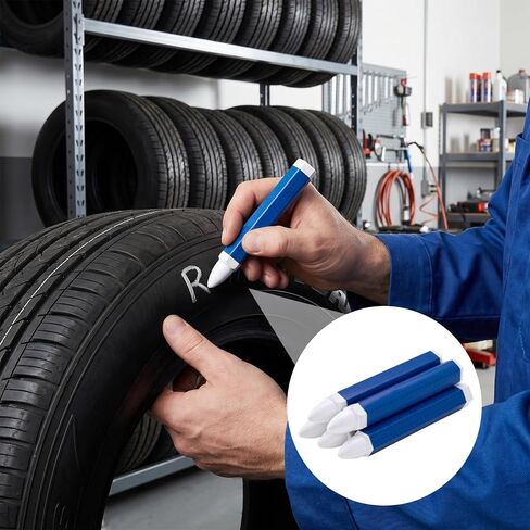 5 Pcs White Tire Marker, 3.94 x 0.59 Inch Tire Marking Crayons for Rubber Leather, Industrial Wax Crayon Sticks Marking Tools for Automotive Construction Outdoor in Kuwait