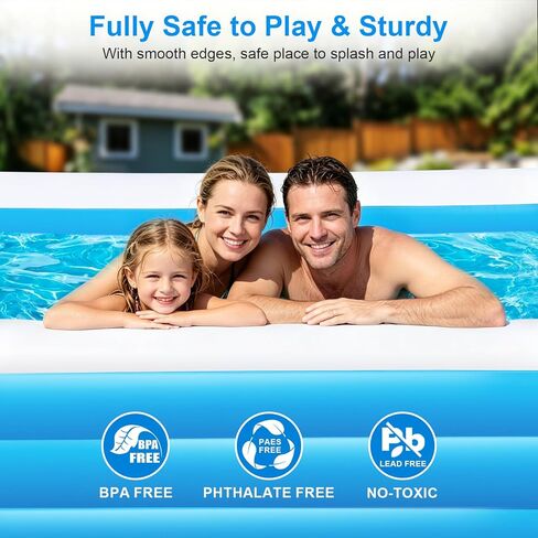 Extra Large Inflatable Pool with Canopy Pump, 145" x 74" x 22" Large Blow Up Pool for Adults Family, Full Size Inflatable Swimming Pool with Big Shade for Backyard Outdoor in Kuwait