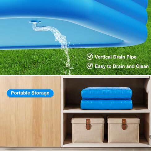 Extra Large Inflatable Pool with Canopy Pump, 145" x 74" x 22" Large Blow Up Pool for Adults Family, Full Size Inflatable Swimming Pool with Big Shade for Backyard Outdoor in Kuwait