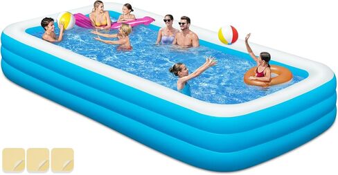 Large Inflatable Swimming Pool - GISAEV 145" x 74" x 22" Oversized Family Blow Up Pool for Adults & Kids, Sturdy Thickened Backyard Kiddie Pool, Easy Setup & Portable (145 Pale) in Kuwait