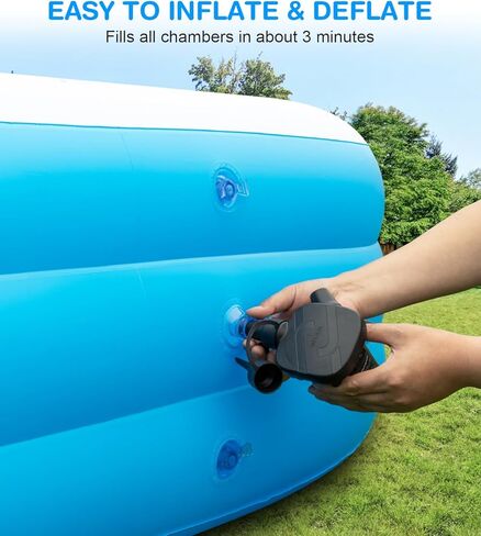 Large Inflatable Swimming Pool - GISAEV 145" x 74" x 22" Oversized Family Blow Up Pool for Adults & Kids, Sturdy Thickened Backyard Kiddie Pool, Easy Setup & Portable (145 Pale) in Kuwait