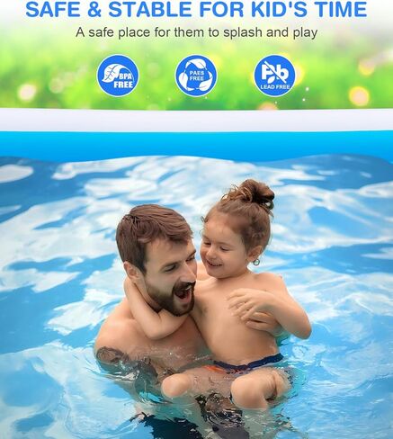 Large Inflatable Swimming Pool - GISAEV 145" x 74" x 22" Oversized Family Blow Up Pool for Adults & Kids, Sturdy Thickened Backyard Kiddie Pool, Easy Setup & Portable (145 Pale) in Kuwait