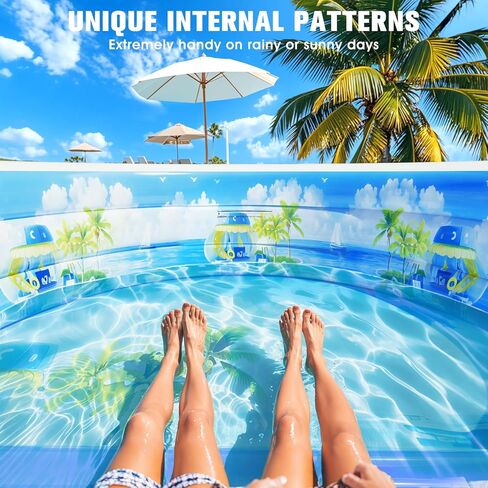 2026 Extra Large Upgraded Inflatable Pool with Canopy,Inflatable Family Lounge Pool,Round Blow Up Pool for Adult with Bench&Backrest,Swim Center Easy Backyard Pools for Kids & Adults90*90"*80" in Kuwait