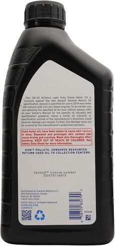 مجموعة زيت محرك الديزل ACDelco dexosD SAE 0W-20 للخدمة الخفيفة مع فلتر زيت ACDelco PF66A لمحركات الديزل Duramax سعة 3.0 لتر | 8 عناصر: 7 من 10-9277 (19370138) + 1 من PF66A (19458926) in Kuwait
