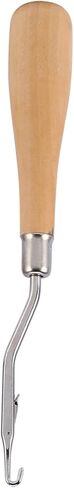 Wooden Handle Crochet Needle Latch Hook, Bent Angled Metal Shaft Tool for Canvas Wool Projects, with Comfort Grip for Handmade Rugs Mats Wallhangings in Kuwait