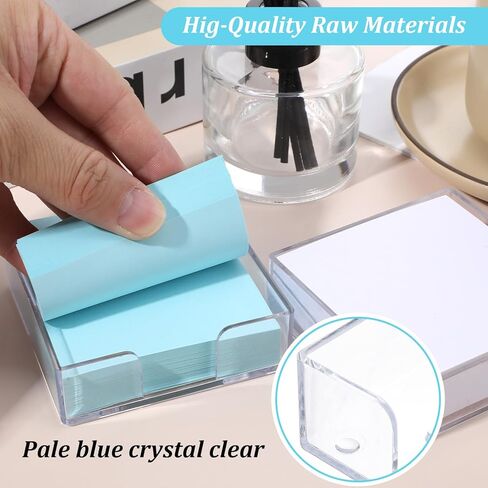 6 Pcs Acrylic Sticky Note Holder, 3 x 3 Inch Clear Sticky Note Holders with 6 Colors Non-Stick Notes Refillable Notepad Holder for Offices, Homes, Schools in Kuwait