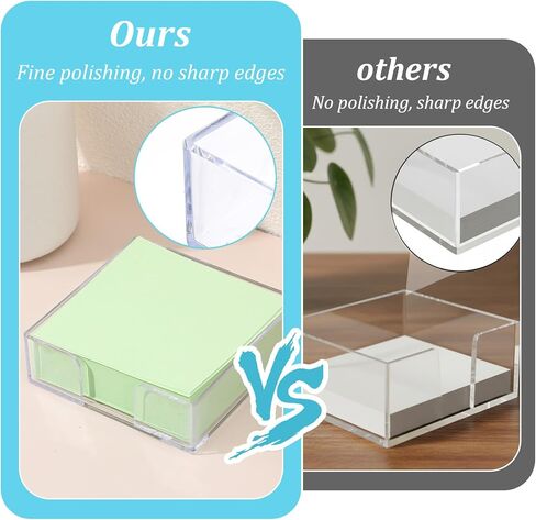 6 Pcs Acrylic Sticky Note Holder, 3 x 3 Inch Clear Sticky Note Holders with 6 Colors Non-Stick Notes Refillable Notepad Holder for Offices, Homes, Schools in Kuwait