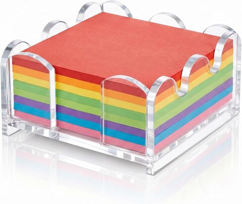 Scalloped Acrylic Sticky Note Holder 3x3 Inch Clear Cute Notepad Dispenser with Wave Design Thick Acrylic Desk Organizer for Office, Home, Dorm, Classroom Desk in Kuwait
