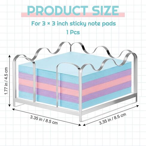 Scalloped Acrylic Sticky Note Holder 3x3 Inch Clear Cute Notepad Dispenser with Wave Design Thick Acrylic Desk Organizer for Office, Home, Dorm, Classroom Desk in Kuwait