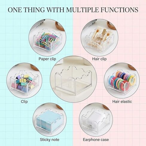Scalloped Acrylic Sticky Note Holder 3x3 Inch Clear Cute Notepad Dispenser with Wave Design Thick Acrylic Desk Organizer for Office, Home, Dorm, Classroom Desk in Kuwait