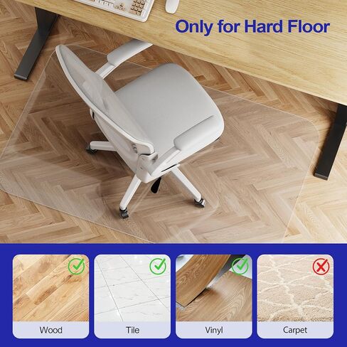 Delamu Office Chair Mat for Hardwood Floor, 30"×48" Office Computer Desk Chair Mat, Clear PVC Heavy Duty Floor Protector Mats for Rolling Chairs, Only for Hard Floor (30"×48" Rectangular) in Kuwait
