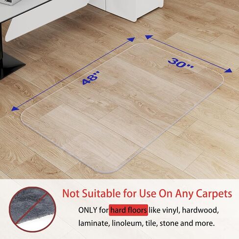 Delamu Office Chair Mat for Hardwood Floor, 30"×48" Office Computer Desk Chair Mat, Clear PVC Heavy Duty Floor Protector Mats for Rolling Chairs, Only for Hard Floor (30"×48" Rectangular) in Kuwait