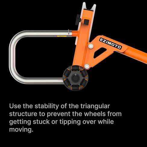 Sport Motorcycle Rear Stand,Paddock Stand, 360° Movable Lift Stand, Heavy Duty with Wheels, 880 lb Capacity (Orange, Double Arm) in Kuwait