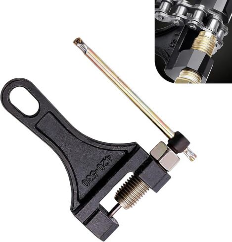 Chain Breaker Tool for 420-530 Roller Chain, Heavy-duty Alloy Strand Splitter, Master Link Rivet Remover with Grip, for Motorcycles ATVs Dirt Bikes Scooters Go Karts Pit Bikes (Black) in Kuwait