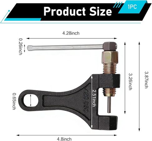 Chain Breaker Tool for 420-530 Roller Chain, Heavy-duty Alloy Strand Splitter, Master Link Rivet Remover with Grip, for Motorcycles ATVs Dirt Bikes Scooters Go Karts Pit Bikes (Black) in Kuwait